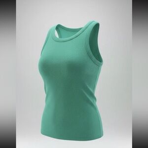 RACHEL ZOE Womens Tank Top Ribbed Large Green/ Mint Pima Cotton Model Spandex